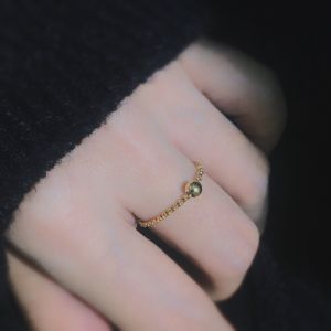 Hand Washing Removal-Free Washable Small Golden Beads Ring Female Fashion Stylish Lucky Beads Golden Bean Little Finger Ring Ins Tide Index Finger
