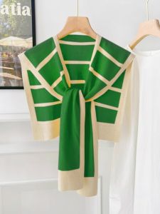 เสื้อเชิ้ตผู้หญิงฤดูใบไม้ผลิและฤดูใบไม้ร่วง คอปลอม แขนยาว ทรงหลวม ปกป้องคอ ผ้าขนสัตว์ ลายทาง สไตล์เกาหลี เสื้อผ้าทำงาน