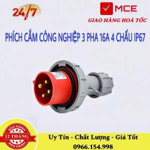 Ổ Phích Cắm Công Nghiệp 16A 32A 3 Pha 4 chấu nắp xoay chống nước di động và cố định tiêu chuẩn IP67