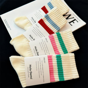 Pure Cotton Long Tube Socks Mens Sports Socks Striped Coarse Line Cityboy Japanese Style Womens Mid-Calf Tube Socks