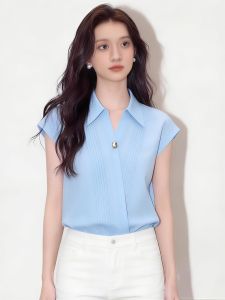 SHUAIYUE | Áo Sơ Mi Cổ Bẻ Tay Ngắn Sang Trọng Cho Phụ Nữ
