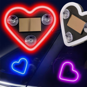 Cửa sổ xe hơi trang trí LED trái tim đèn neon núm hút cao su cố định trái tim dạ quang năng lượng mặt trời môi trường xung quanh đèn neon đèn xe ô tô phụ kiện