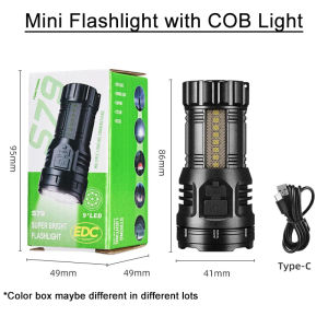 Super Bright 9LED Mini Flashlight Outdoor Rechargeable Camping Tactical Torchs Mini 2000LM Flashlight With Tail Magnet COB Light