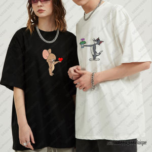 Hot Toys | Summer New Cartoon Tom&Jerry Print Couple T-shirt Casual O-Neck Cotton Short Sleeve Tshirts Oversized Loose Tees Y2K Couple Tops