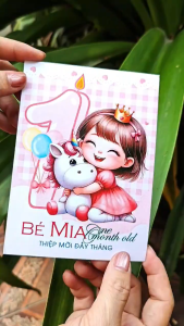 Thiệp mời đầy tháng - rửa tội dễ thương cho bé size 11x15cm