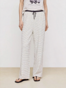 URLAZH | Relaxed Casual Long Pants with Black and White Stripes Patchwork Waist