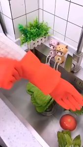 Sarung Tangan Latex Anti Air 1 pasang Sarung Tangan Cuci Piring 45cm Sarung Tangan Karet Panjang