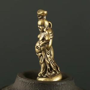 Copper Maitreya Buddha Miniatures Figurines Pocket Brass Small Statue Ornaments Home Decor Craft For Living Room Desk Decoration