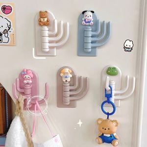 Creative Cartoon Three Hook Hook Cute Student Dormitory Punch-Free Seamless Hook Wall Door Hanging Key Hook
