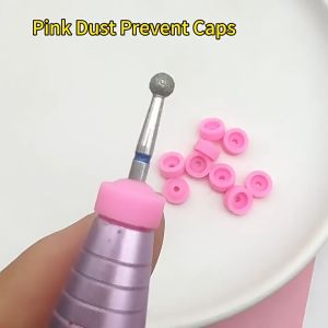 Nail Art 5pcs Pink Anti-Dust Caps Cover for Machine Grinding Head Silicone Protective Protection Manicure Tools 美甲打磨机防尘套