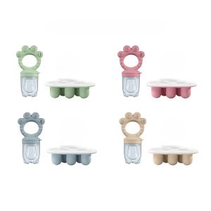 2pcs Baby Feeding Set: Baby Fruit Feeder with Freezer Mold with Lid Silicone Food Tray Feeder Breast Milk Teething Feeding Set