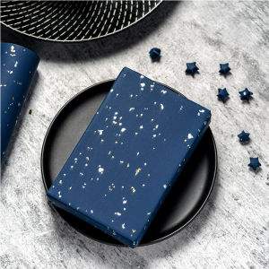 1roll Starry Night Wrapping Paper Elegant Blue Gold Foil Paper For Birthdays Festivals Wedding Party Gifts Wrapper