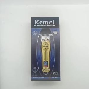 Kemei | Kemei KM-678 Máy Cắt Tóc Điện Mini Cầm Tay Màu Vàng Và Bạc Màn Hình LCD Máy Cắt Tóc Có Thể Sạc Lại Với 3-4 Vòi Phun