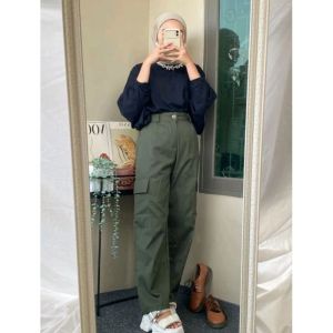 Celana Cargo Wanita Highwaist Premium