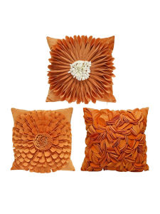 Orange 3D Handmade Flower Cushion