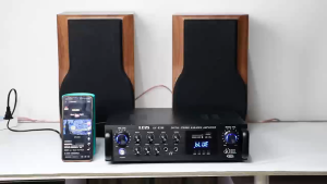 เพาเวอร์แอมป์ บลูทูธในตัว AV-8288BT จอแสดงผล LED แอมป์ขยายเสียง เครื่องเสียงบ้า รองรับ USBFMSD