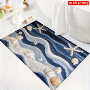 VIKAMA Ocean Breeze Bathroom Mat Soft Non Slip Absorbent Shower Door Rug Interior Home Decor Floor Carpet