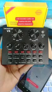 COD TaffSTUDIO Bluetooth Audio USB External Soundcard Live Broadcast Mic - V8S / soundcard tombol kontrol multiguna buat komputer laptop smartphone hp bluetooth murah terbaru 12 Efek Suara dan 6 Mode Efek baterai isi ulang youtuber vlog live streaming