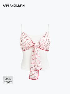 ANN ANDELMAN | French Style Backless Tank Top with Alphabet Print for Summer