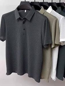 Áo Polo Nam Cao Cấp Chất Liệu Vải Lụa Mát Mẻ Tay Ngắn Áo Thun Mặc Thường Ngày Mùa Hè Thoải Mái Thoáng Khí Chống Nhăn Màu Đơn Sắc