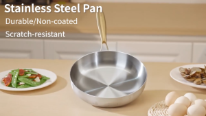 【Warranty】316 Stainless Steel Frying Pan Fried Steak Non-stick Uncoated Wok Thicken the Pot Bottom Gas Induction Cooker