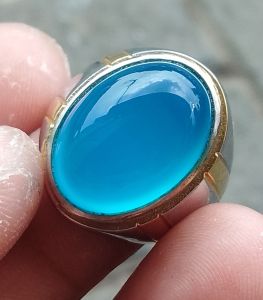 CINCIN BATU AKIK BLUE MIZON /SEPERTUS NATURAL