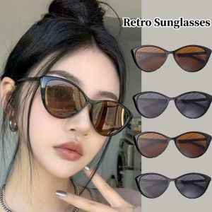 🔥Vintage Cat Eye Black Frame Brown Polarized Sunglasses Women Trendy Square Round Face Slimmer Look High-End Sunglasses Eyewear teye Sunglasses Sunshade Anti-glare Women Retro Style Black Frame Luxury Brand Cat Eye Shades Eyewear Gifts