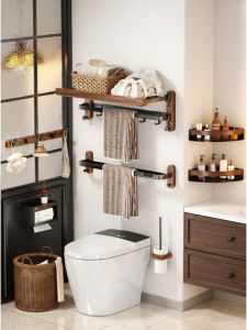 TAOSHI | towel shelf Drill-Free Premium Walnut Bathroom Towel Rack