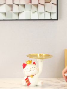 Set decor mèo may mắn thần tài trang trí phòng khách hoặc bàn làm việc món quà tân gia vô cùng ý nghĩa