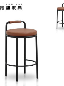 Modern Italian Style Bar Chair with Backrest round Island Bar Stool Luxury Minimalist Home Use Welded Iron Art No Assembly Required