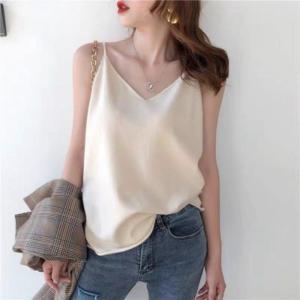 grace_chili 818 พร้อมส่งทุกสี!!! เสื้อสายเดี่ยว คอวี งานเกาหลี ผ้ากำมะหยี่ ผ้านุ่ม ทรงปล่อย ใส่สบาย มี 5 สี