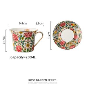 OMK European Style Luxury Coffee Cup & Saucer Set 250ML Ceramic Mug