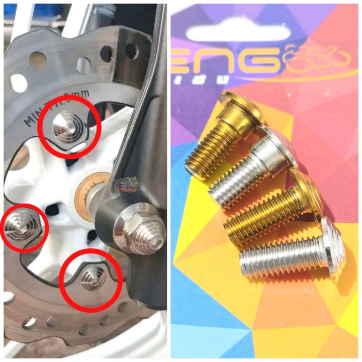 HENG Original Gold Brake Rotor Disc Bolts for Honda PCX 160, Gtr 150 ...