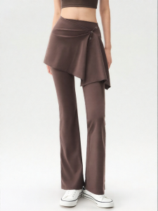 YUANQINVHAI | Flare Leg Yoga Skirt Suit for Fitness Exercise