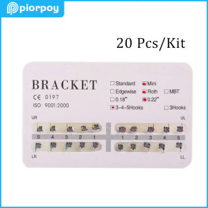 PIORPOY 20Pcs/Kit Dental Braces for Teeth Orthodontic Metal Brackets Split Welding Mini Roth/MBT/Edgewise 022 018 Slot Materials