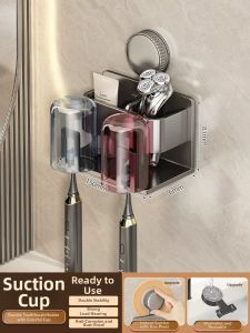 youqin | Suction Cup Wall-Mounted Storage Rack for Hair Dryer Toothbrush and Cup No Drilling