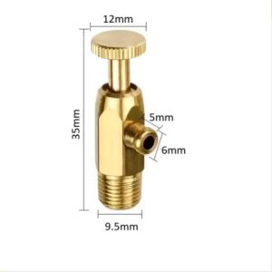 1 van xả áp suất không khí 9.5mm bằng đồng thau phụ kiện ốc vặn điều chỉnh áp