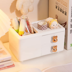 กระดุมปากสุดน่ารักสำหรับโต๊ะทำงาน ความจุขนาดใหญ่ อุปกรณ์เก็บของสำหรับเด็ก กระดุมปากแบบเรียบง่ายและน่ารัก กระดุมปากแบบอินส์สำหรับเด็ก