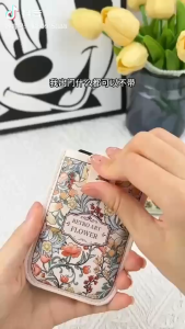TWOL SHOP Stock no.163,1pcs Oil Painting Floral Design Card Case - Pull-Out Organizer with Buckle Closure for ID/Credit Cards