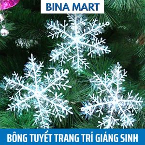 Set Bông tuyết giáng sinh bông tuyết trắng trang trí cây thông noel phụ kiện trang trí lễ hội nhiều kích thước - BINA MART