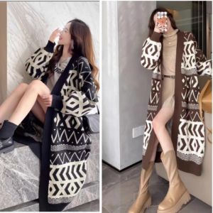 Plus Size Idle Style Long below the Knee Hair Knitwear Womens Sweater Outwear Cardigan 2023 Fall and Winter New Arrival Fat Sister