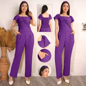 one set  setelan panjang polos crinkle airflow carrisa