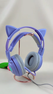 SY-G25 Cute Cat Headphone with Mic RGB LED Noise Reduced Stereo Headset Gamer Earphone