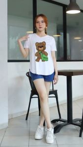 GS - Kaos Wanita Vneck Bag Bear Spandex DTF