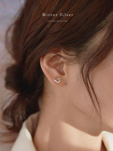 Little Elk Hollow-out Love Womens Sterling Silver Ins Earrings