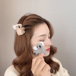 กิ๊บติดผม กรงเล็บสัตว์ผ้าพลัฌโคอาล่าหมีน่ารัก สำหรับฤดูใบไม้ร่วงฤดูหนาวผ้า กิ๊ฟหนีบผม เนื้อปลา ฉลามนู่ ม้า หมว สำหรับผม หญิง สาว ผม หน้า ม้า กิ๊ฟหาง