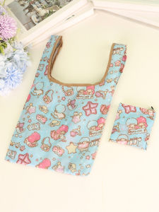 กระเป๋าใส่ของพับได้ขนาดเล็กแบบพกพาสะดวก รุ่นใหม่ ผ้าถัก ใส่กล่องมื้อเที่ยง กระเป๋าผ้าใบ ดีไซน์การ์ตูน สำหรับทุกเพศ