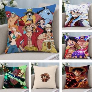 Bandai | One Piece Crocodile Warlord Anime Plush Pillow Cover Soft Short Plush Cushion Cover For Sofa Bedroom Home Decor Gift Decoration