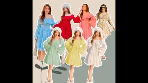 CC 19166 เดรสสั้น ปาดไหล่ เดรสไปทะเล ใส่เที่ยว ทะเล (ฟรีไซส์ M อก 32-38 เอว24-32 สพ34-40 ยาว35)