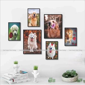 [FREESHIP]Bộ 6 TRANH DÁN TƯỜNG decor hiện đại hình thú cưng chỉ cần dán không khoan tường.